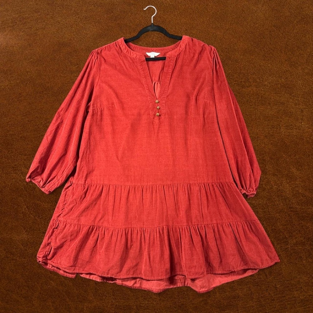 Time and Tru Rust Red Tiered Peasant Dress | XXXL (22) | 100% Cotton